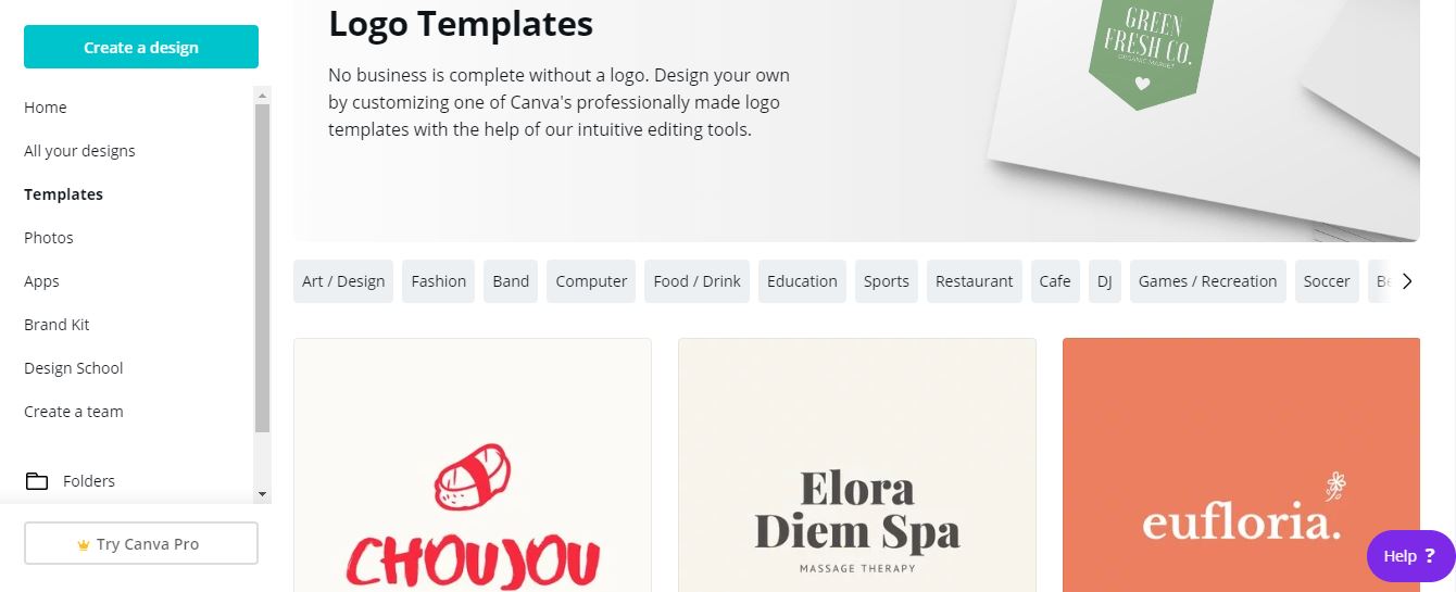 canva screenshot logos