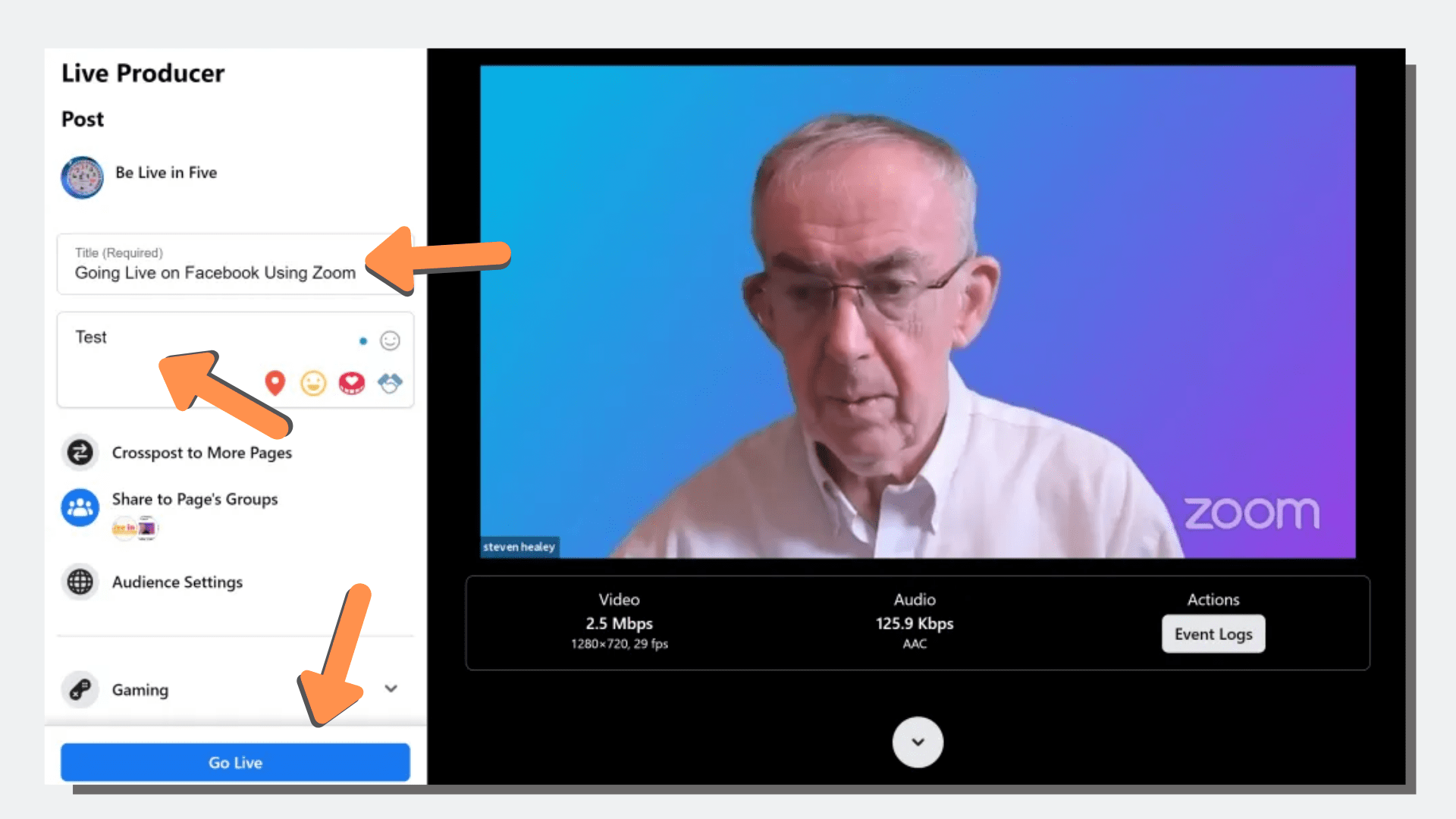 how to go live on facebook via zoom