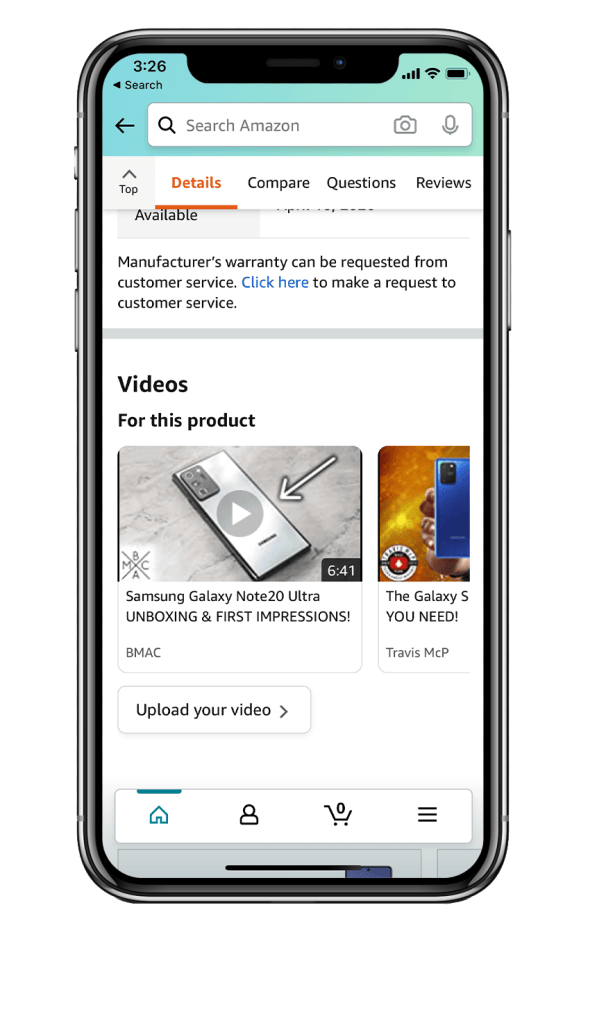 Amazon Shoppable Video - Product Detail Pages Placement