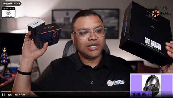 Dr. Elo during live shopping stream shows his products on Amazon Live