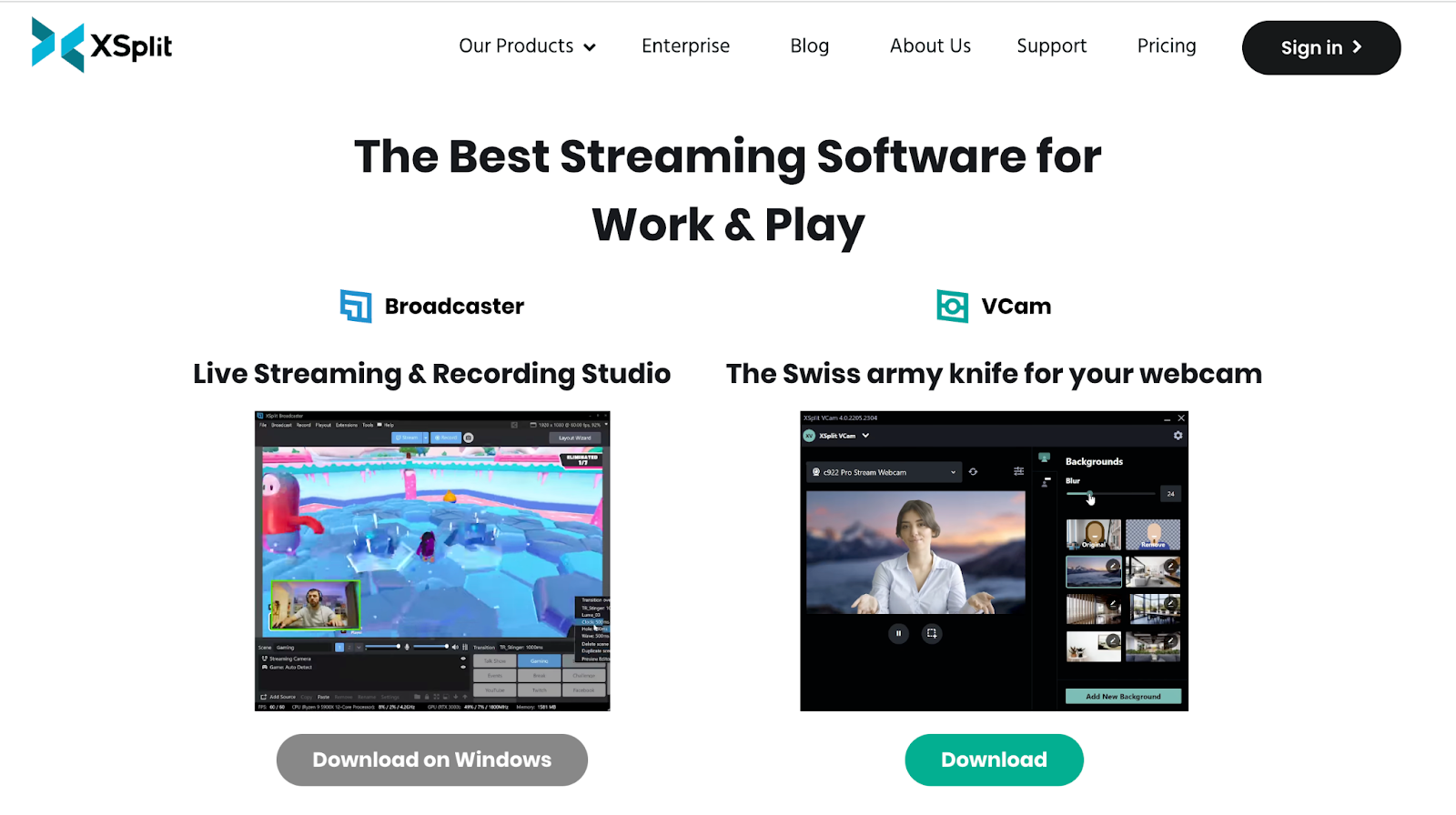 XSplit homepage