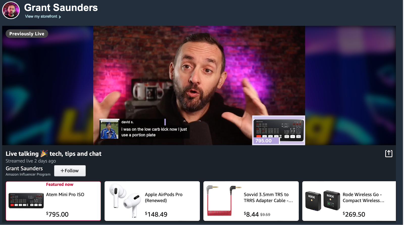 Amazon Be.Live Product Carousel