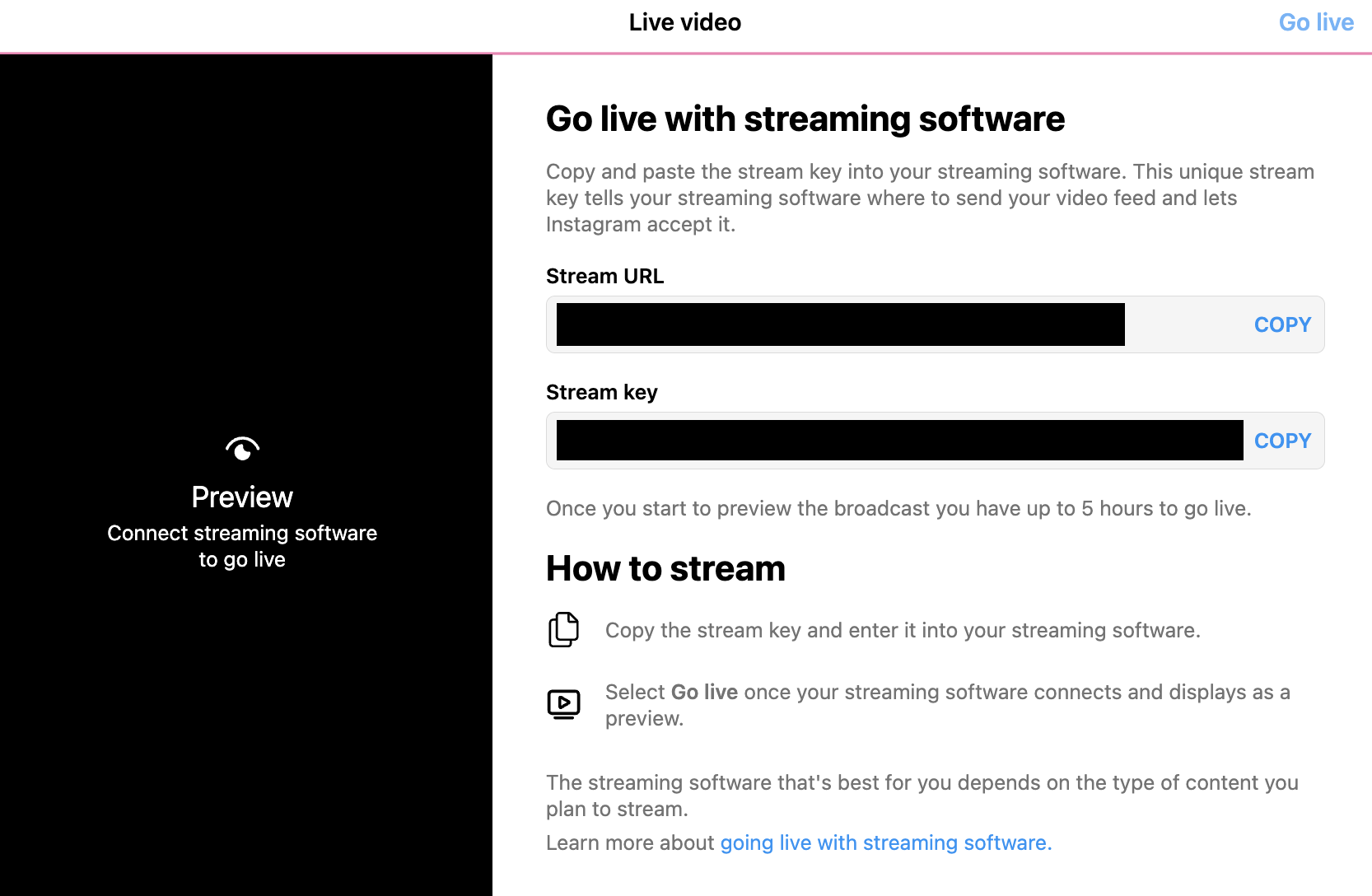 Instagram Stream Key